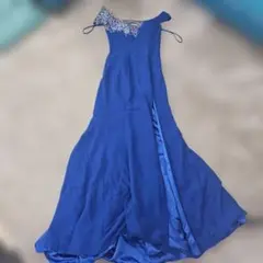 IRMA青のビーズ刺繍オフショルダードレス