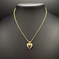 美品✨ ニナリッチ ゴールド ハート ロゴ ラインストーン ネックレス