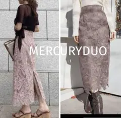 MERCURYDUO レースハイウエストタイトスカート　ベージュ　フラワーのサムネイル