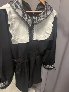夢展望　Dear My Love レース重ねハートバックベルトワンピース 黒