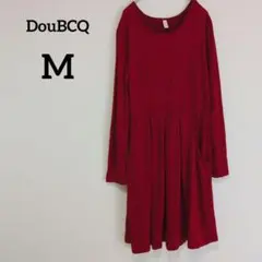 美品✨️DouBCQ【M】長袖 ひざ丈 フレア ワンピース ウエスト切り替え 赤