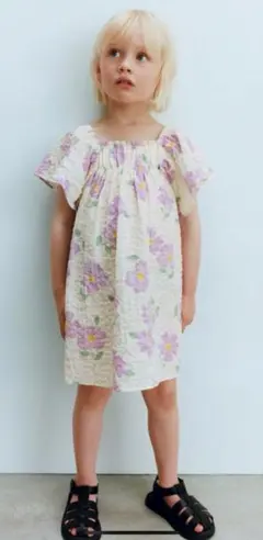 ZARA kids フラワー柄ワンピース　4-5y110cm