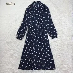 index ウエストゴム ネイビー 花柄 ワンピース