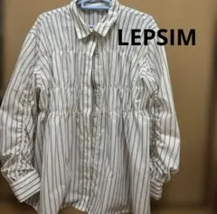 LEPSIM ストライプ　シャーリング 長袖シャツ　ギャザー　レプシィムのサムネイル