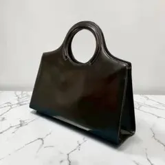 CASSANDRE レザー ハンドバッグ ブラック フォーマル ヴィンテージ