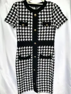 SHEIN 千鳥格子柄 半袖ワンピース S