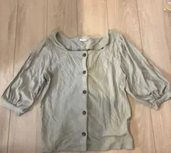 ハニーズ ストライプ柄グリーン系半袖シャツ