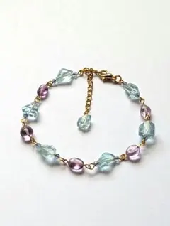 アクアマリンタンブルとピンクアメジストのブレスレット