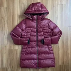 Ｍノースフェイスレディースボルドーワインロンググースダウンジャケットパーカ