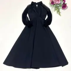 【未使用品】オケージョンドレス マキシワンピース フォーマル Ａライン 黒シアー