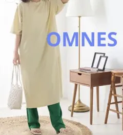 新品タグ付　OMNES 接触　冷感　レーヨン　ナイロン スリット　半袖ワンピースのサムネイル