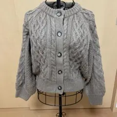 ケーブル編み カーディガン ブラウン