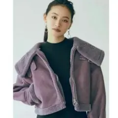 MURUA オーバーカラー フェイクムートンジャケット　パープル