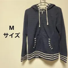 パーカー　ネイビー　白　ボーダー