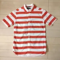 UNITED ARROWS メンズ レッド＆ホワイト・ボーダーシャツ　Mのサムネイル