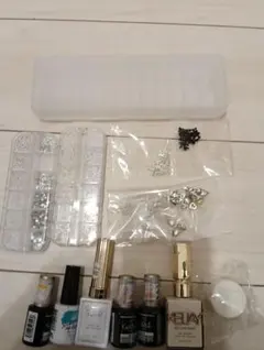 クリア　ネイルチップ　リボン　ジェル　ショートポイント　ラインストーン　パール