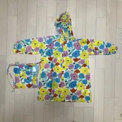 花柄レインコート 110cm 収納袋付き