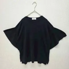 オペークドットクリップ トップス セーター カットソー ブラック Mサイズ