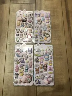 【4セット】labubu ラブブ　シール　ぷくぷく　おしり　立体　3D