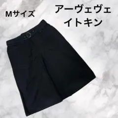 さM053 アーヴェヴェA.V.Vイトキン スカートデニム ひざ丈 黒 M