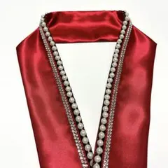 赤 重ね襟 パールビーズ&ラインストーン 赤 重ね襟 パールビーズ&ラインストーン 赤 重ね襟 パールビーズ