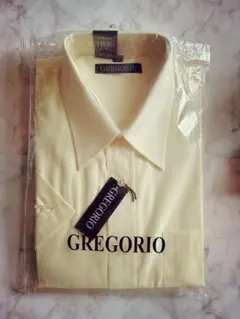 【形態安定】GREGORIO 半袖ワイシャツ クリーム色　(M-39)