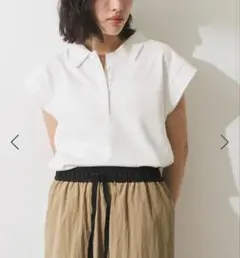 アダムエロペ　スリーブレスポロトップス　ホワイトのサムネイル