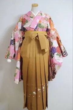 卒園式 簡単袴セット いにしえ華車桃×紺袴 110センチ おまけ付き