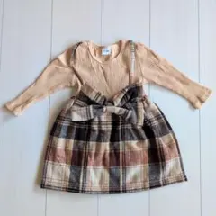 チェック柄リボン付きワンピース 12-18M