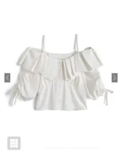 【新品未使用】オフショルフリルリボンブラウス GRL