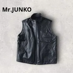 ミスタージュンコ ベスト フルジップ 裏起毛 合皮 羽織り トップス ブラック