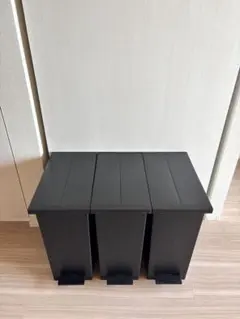 KEYUCA両開きダストボックス 27L 3個セット ゴミ箱 ブラック