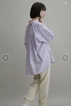 【美品】adam et rope アダムエロペ　ストライプ　バンドカラー　シャツ