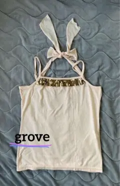 ホルダーネックキャミソール　胸元スパンコール　groveのサムネイル