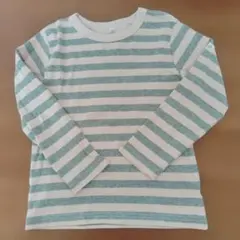 ストライプ柄 長袖カットソー 120　グレ　ピンク