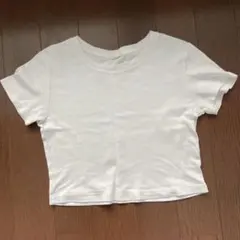 白Tシャツ クロップド丈 半袖 シンプル カジュアル 無地　GU
