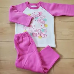 HELLO KITTY 裏起毛パジャマ上下セット 100cm