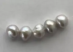 淡水パール　約9〜10ミリ　グレーバロック　穴おおきめ　5個