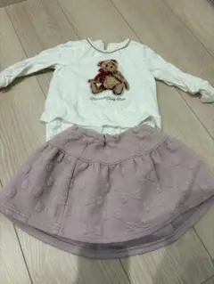 メゾピアノ　テディベア刺繍 スカート　ロンパース