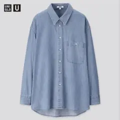 ユニクロ UNIQLO U デニムオーバーサイズシャツ（長袖） ブルー Mサイズ