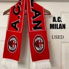 【中古品】レトロ　A.C. MILAN マフラー　赤　サッカー応援グッズ