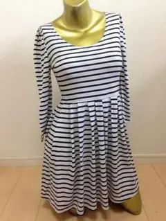 【0709】MIREINA 長袖 ボーダー ワンピース M