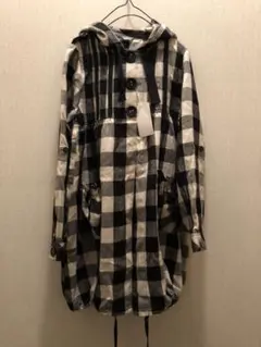 新品★白黒ブロックチェックアウター♪コートM可愛いバルーン