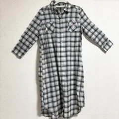 コンバース オールスター　ワンピース　チェック　シャツ　七分袖　半袖　レディース