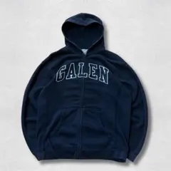 ジップアップパーカー M相当 ブラック カレッジロゴ GALEN フルジップ