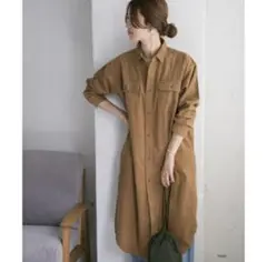 【DOORS】コーデュロイシャツワンピース