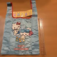 ちいかわ×サンリオキャラクターズ エコバッグ 水色 ♡ ハチワレ&ハローキティ