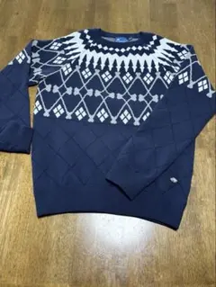 ネイビー ダイヤモンドパターン セーター