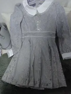 evelyn　グレー レース 襟付き ワンピース