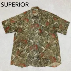 希少　SUPERIOR　ボタンアップ半袖シャツ　総柄　レトロ・ヴィンテージのサムネイル